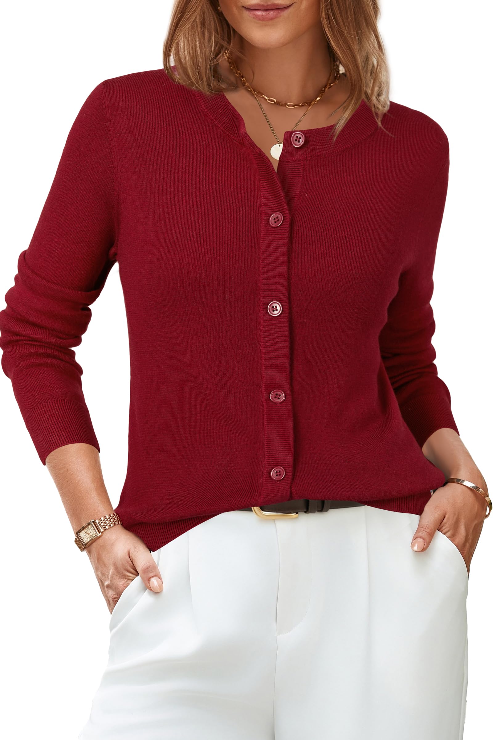Women's Wool Blend Lightweight Business Casual Cardigan Sweaters Tops-image-29