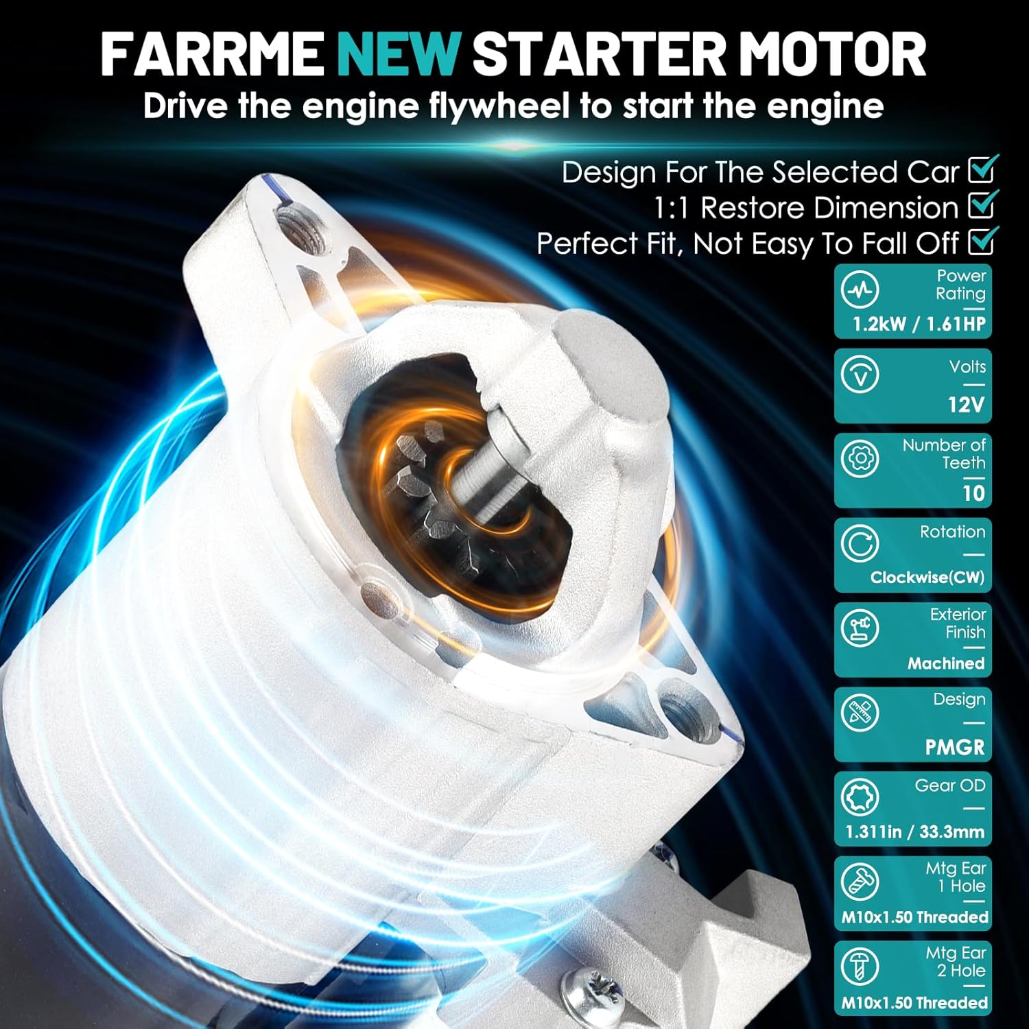 17939 Starter Motors Fit for Jeep Commander 2006-2010, Grand Cherokee 2005-2010 V6 3.7L Automotive Replacement Starter#56044734AA M000T31471 M0T31471 Engine Starters