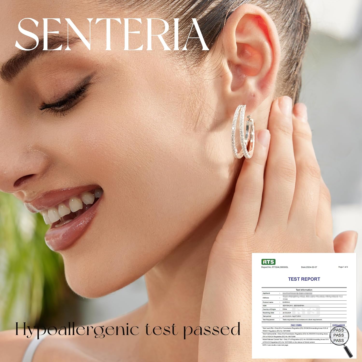 Senteria S925 Sterling Silver Hoop Earrings Hypoallergenic Silver Double Hoop Earring for Women Non Tarnish 14K Gold Plated Hoops with Cubic Zirconia Gold Double Hoops Earring for Women 25/30/40mm - Image 4