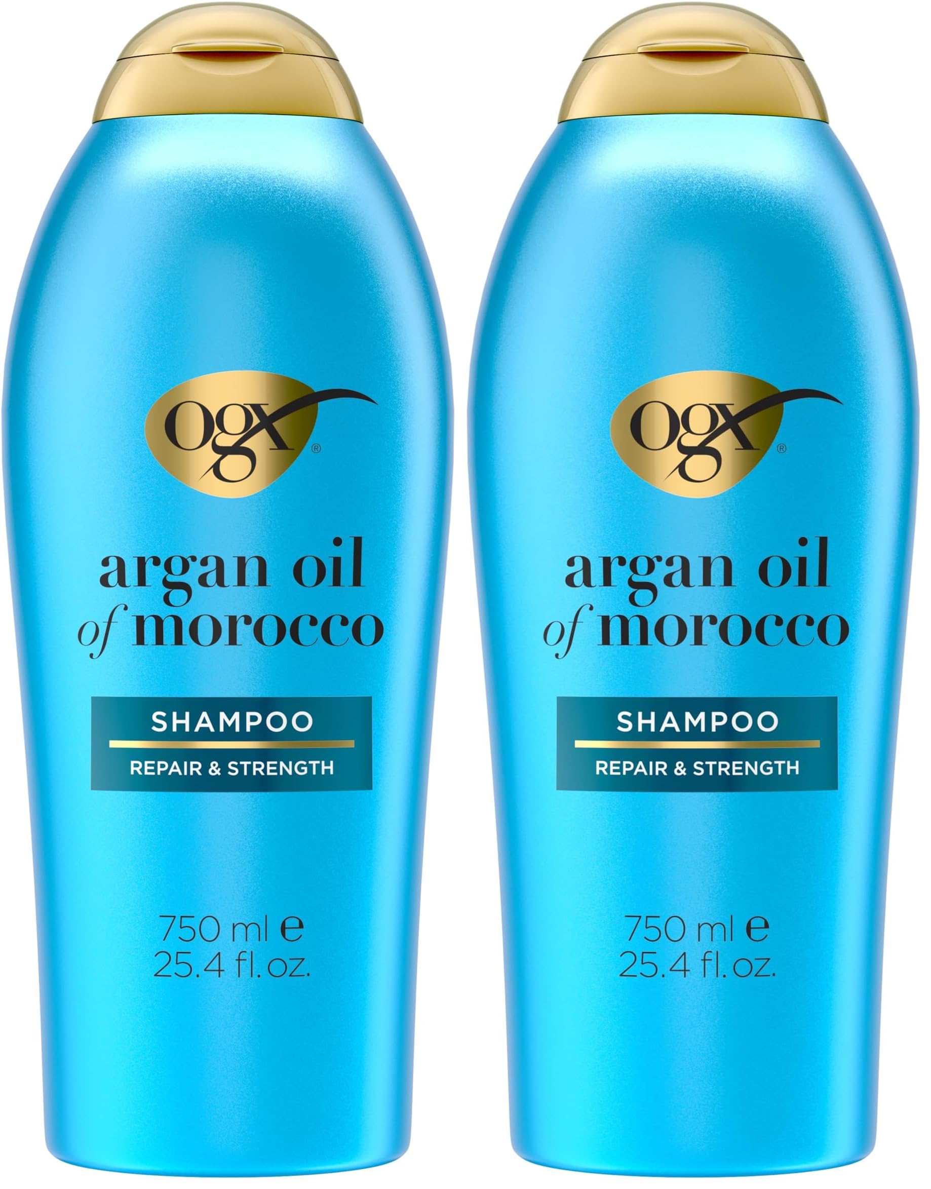 OGX Renewing + Argan Oil of Morocco Hydrating Hair Shampoo, Cold-Pressed to Help Moisturize, Soften & Strengthen Hair, Paraben-Free with Sulfate-Free Surfactants, 25.4 fl oz (Pack of 2)