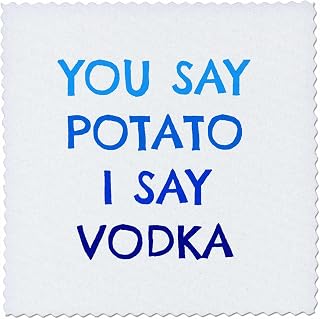 3dRose You Say Potato I Say Vodka Blue Letters On A White Background 12x12 inch Quilt Square
