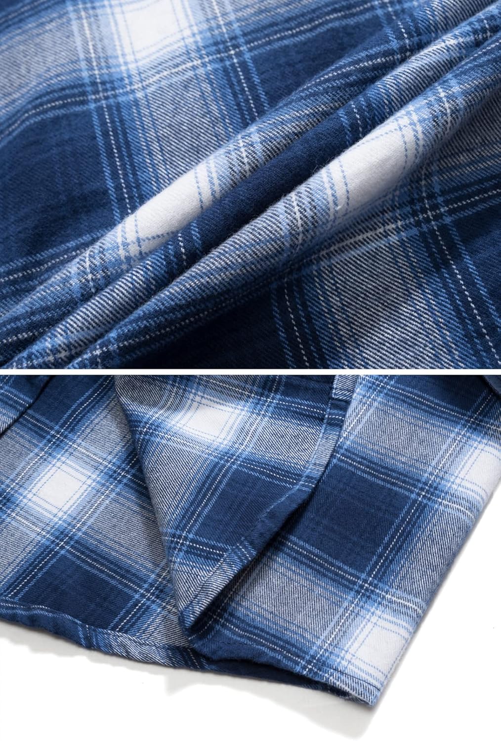 MAGCOMSEN Men's Flannel Shirts Cotton Long Sleeve Plaid Shirt Casual Fashion Button Up Shirts Jackets with 2 Pockets - Image 7