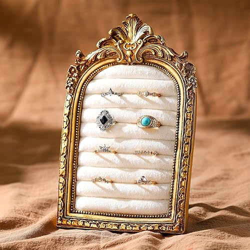 Miniatura 12 de Soporte de anillo vintage rectangular plateado soporte de exhibición para aretes, bandeja de exhibición de aretes, aniversario, compromiso, barroco,