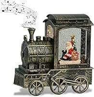 Vista 10 de DRomance Globo de Nieve Musical de Tren Linterna con Música y Temporizador, Funciona con Baterías y Cable USB, Globo de Nieve Iluminado de Muñeco