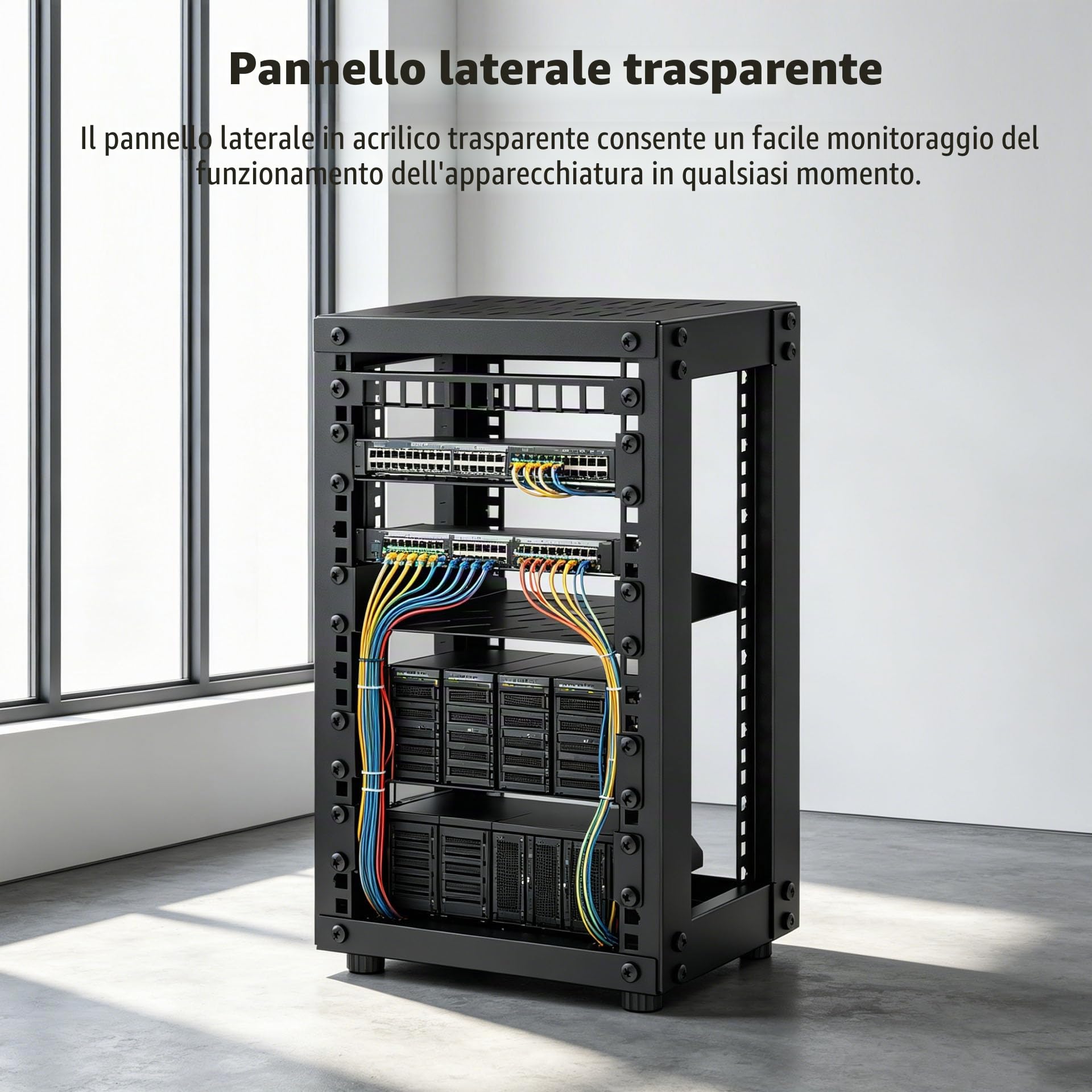 Armadio Server 8U, Mini Rack Server da 10 Pollici per Rete, Server, Dispositivi A/V e Progetti Fai da Te, Profondità 7,87 Pollici, Nero