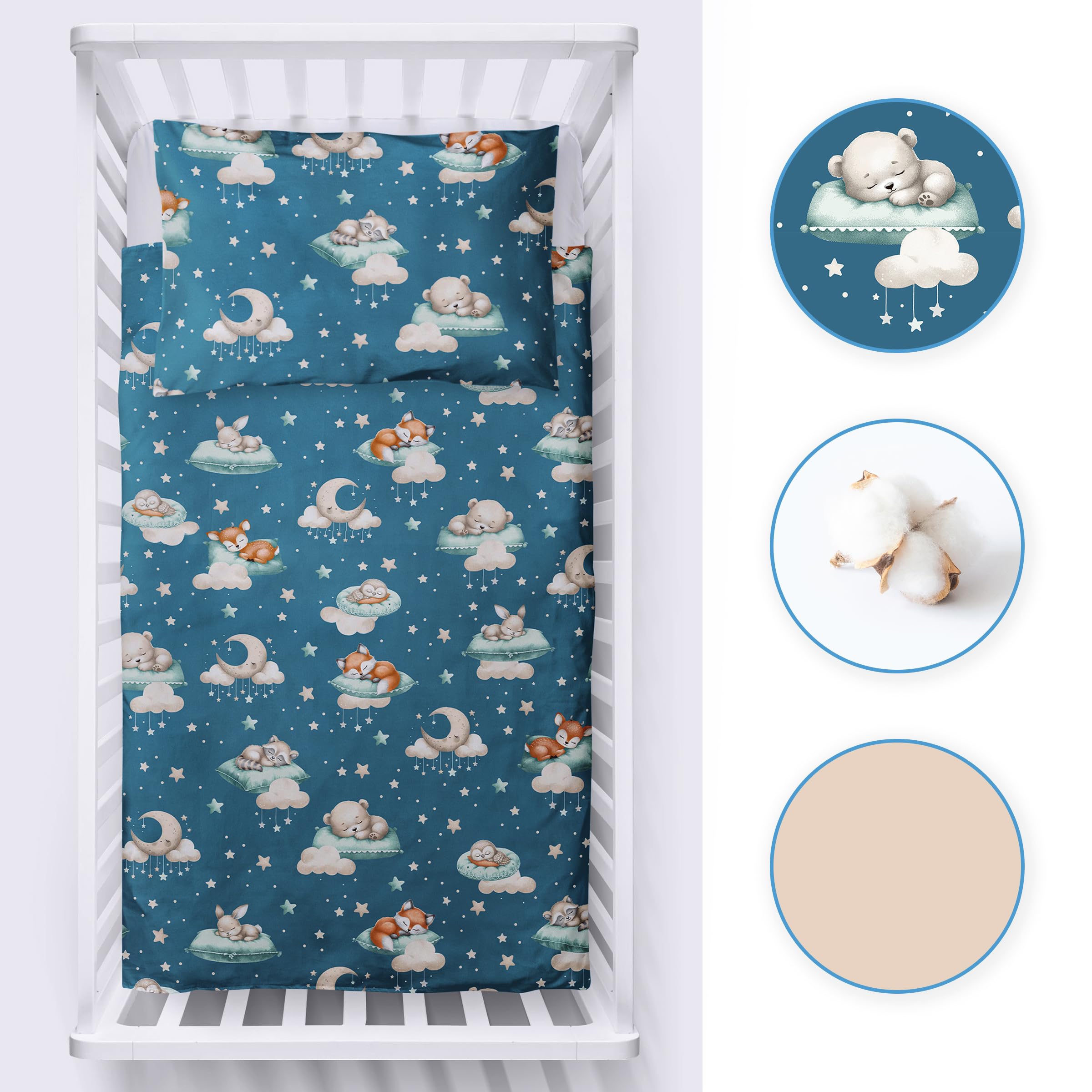 Baby Comfort 2 Piece Bedding Set 135x100 cm Duvet Cover & Pillowcase for Toddler Cot Bed 12M+ (Sleepers), 49, 135/100 - Image 3