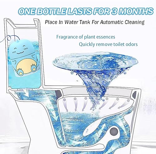 Miniatura 5 de Rchovsam Krazy Clean Pro - Botella limpiadora de inodoros para limpiador de tanques, limpieza loca azul, lindo dinosaurio, limpiador de inodoro,