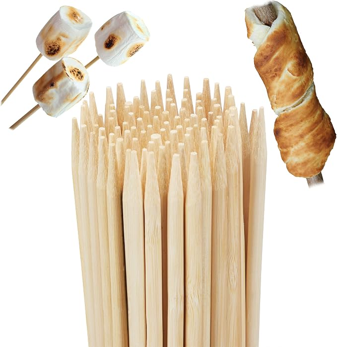 Relaxdays Brochetas de Madera, Bambú, Set de 100, 90cm, Pinchos para…