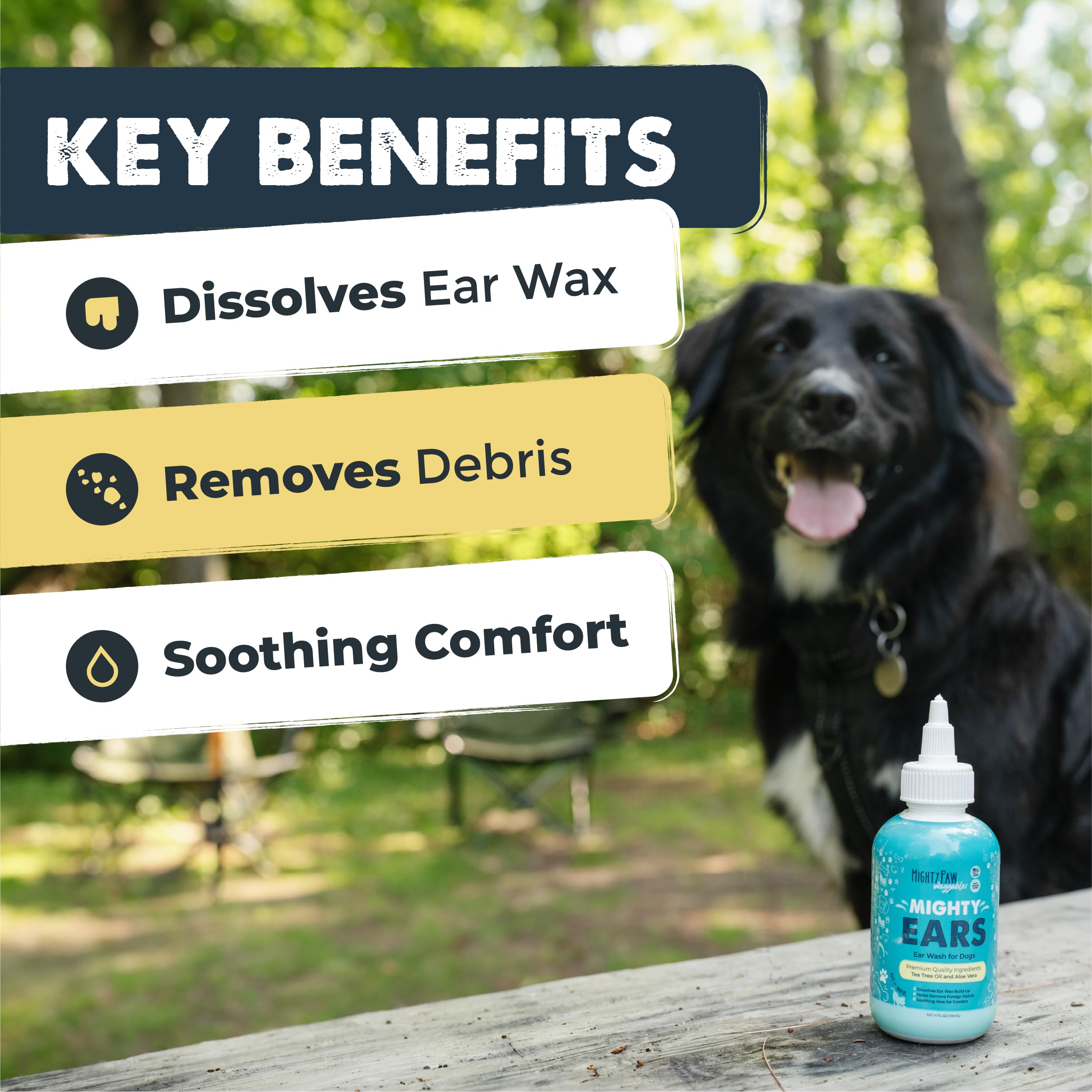 Mighty Paw Waggables Dog Ear Wash - 4 oz (Made in USA) | Cleaner Solution. Wash Cleaner Aloe Vera Pet Drops. Liquid Cleaner for Dogs. for Itchy, Yeast & Healthy Ear Canals - image 2