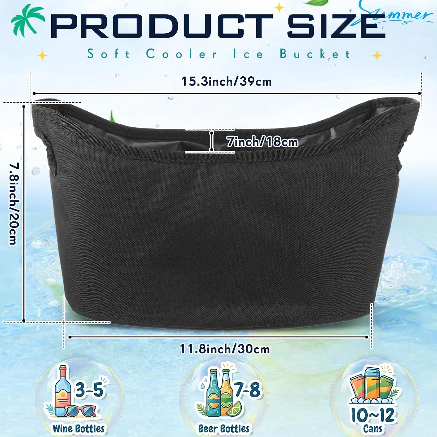 2 Pack 6.5L Collapsible Ice Bucket, Portable Lightweight Insulated Soft Cooler Bucket with Peva Leakproof Liner, Foldable Beverage Tub Cooler for Parties, Camping, Picnic, BBQ
