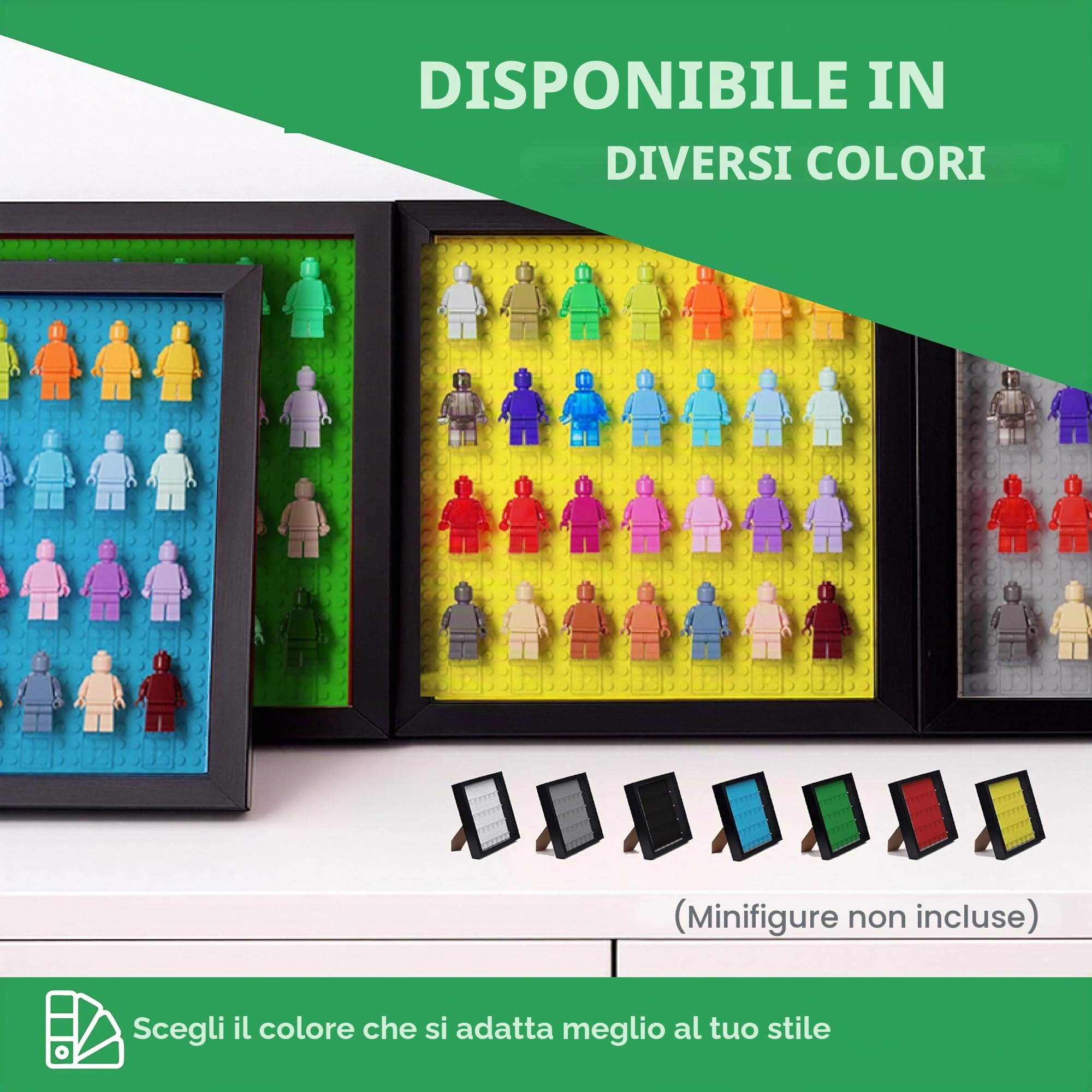 Tapeera Espositore da Parete Compatibile con Minifigure Lego – Espositore Minifigures – Vetrina Espositiva per Collezionismo – Vetrina da Parete o da Tavolo – Base Bianca – Contiene 28 Minifigure