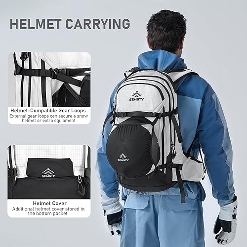 Miniatura 4 de Mochila de hidratación de esquí de 25 litros con vejiga de agua de 2 L, arnés aislado, mochila impermeable para viajes de snowboard, esquí,