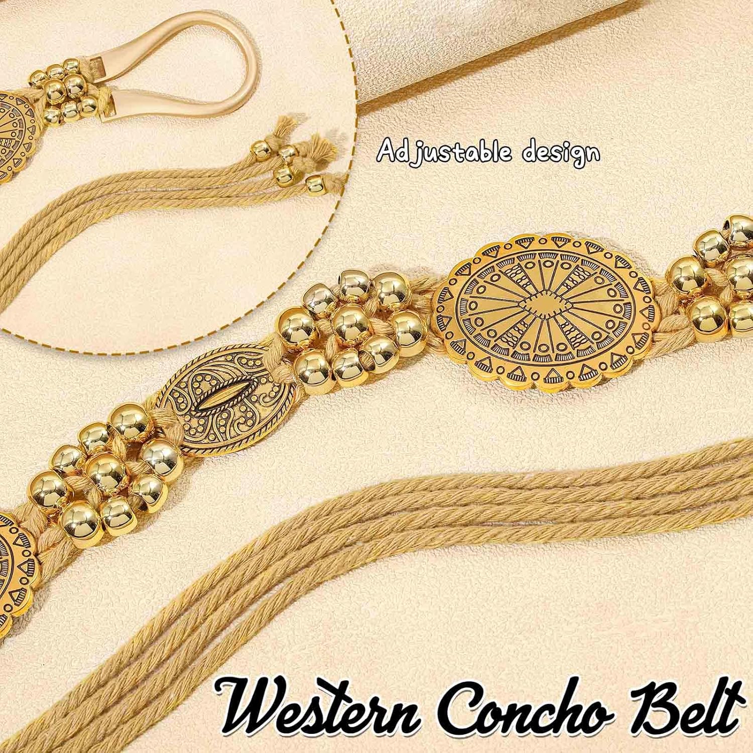 Navoky Western Concho Belt Women Rope Belts Cowgirl Turquoise Boho Waist Belt for Country Concert Outfit - Image 3