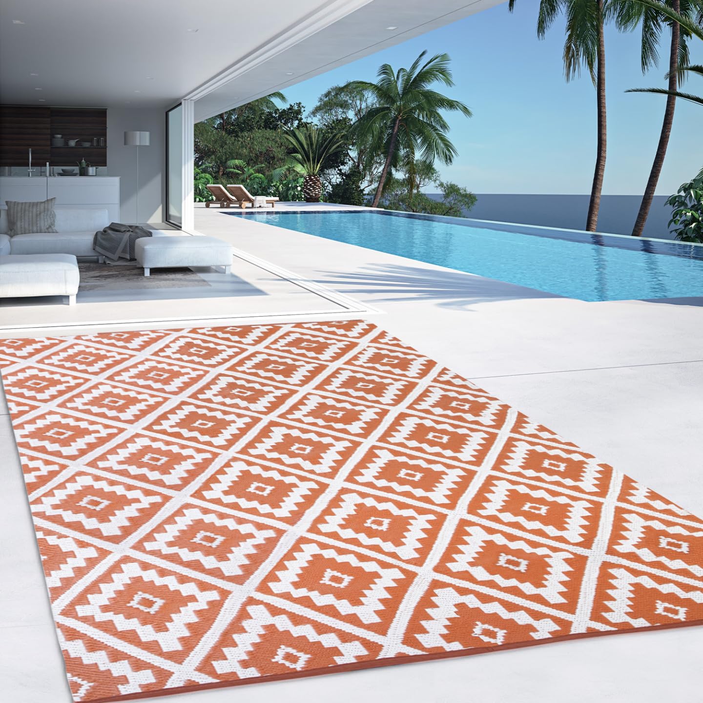 IDMarket - Tapis extérieur Bahamas Terracotta 270 x 370 CM
