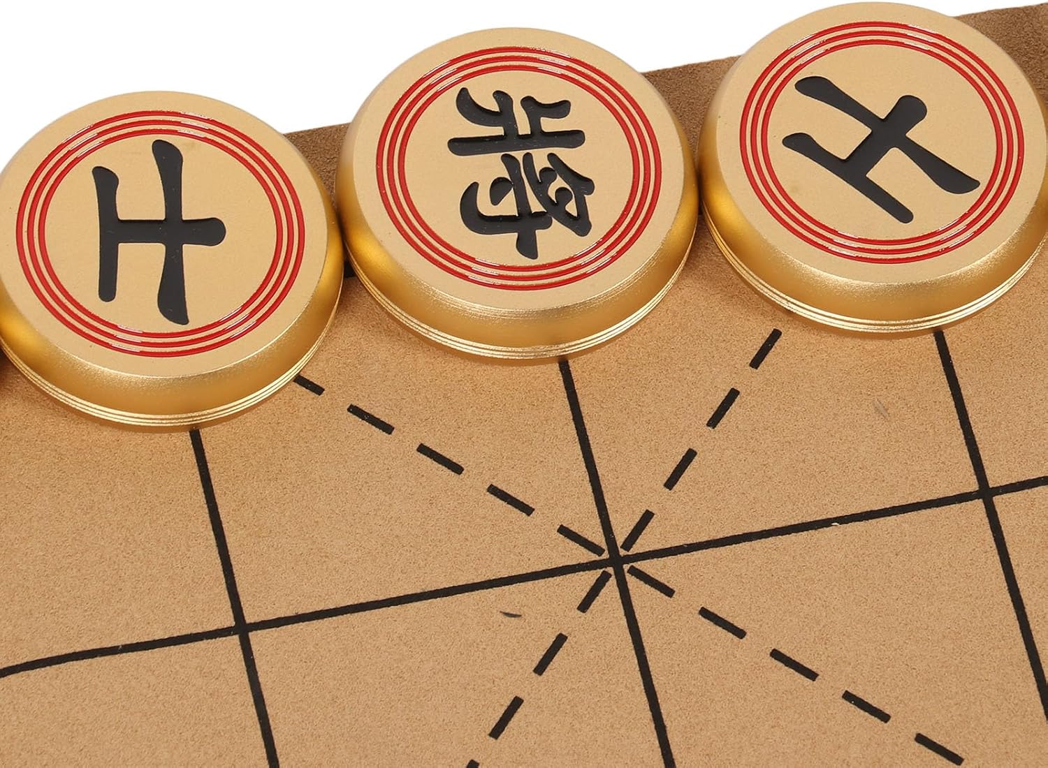 Chinese Chess Set Traditional Xiangqi Strategy Board Game 2 Players Travel Game Set with Foldeble Chessboard and Gold Chess Box for Family Gathering