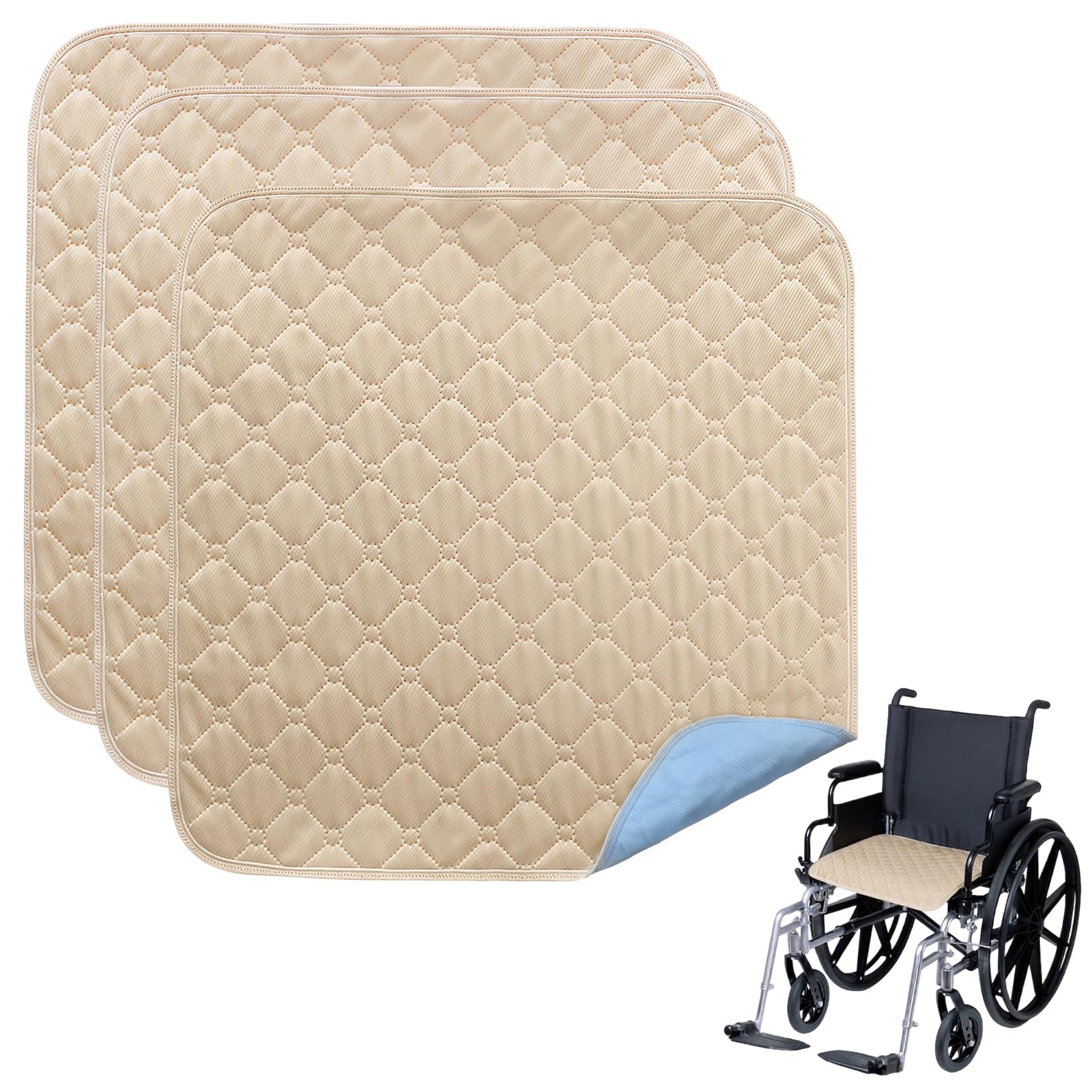 Washable Incontinence Pads, 3Pcs Waterproof Chair Covers Reusable Incontinence Chair Pads, Anti-Slip Reusable Incontinences Protector, for Wheelchairs Sofas Armchairs and Car Seats Adults Senior