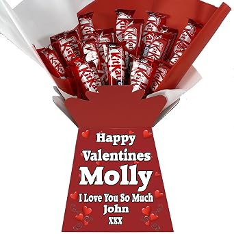 Personalised Luxury Chocolate Bouquet Hamper   Personalised Sweet Gift for Him or Her   Great Choice for Birthdays, Christmas or Any Occasion Compatible with KITKAT