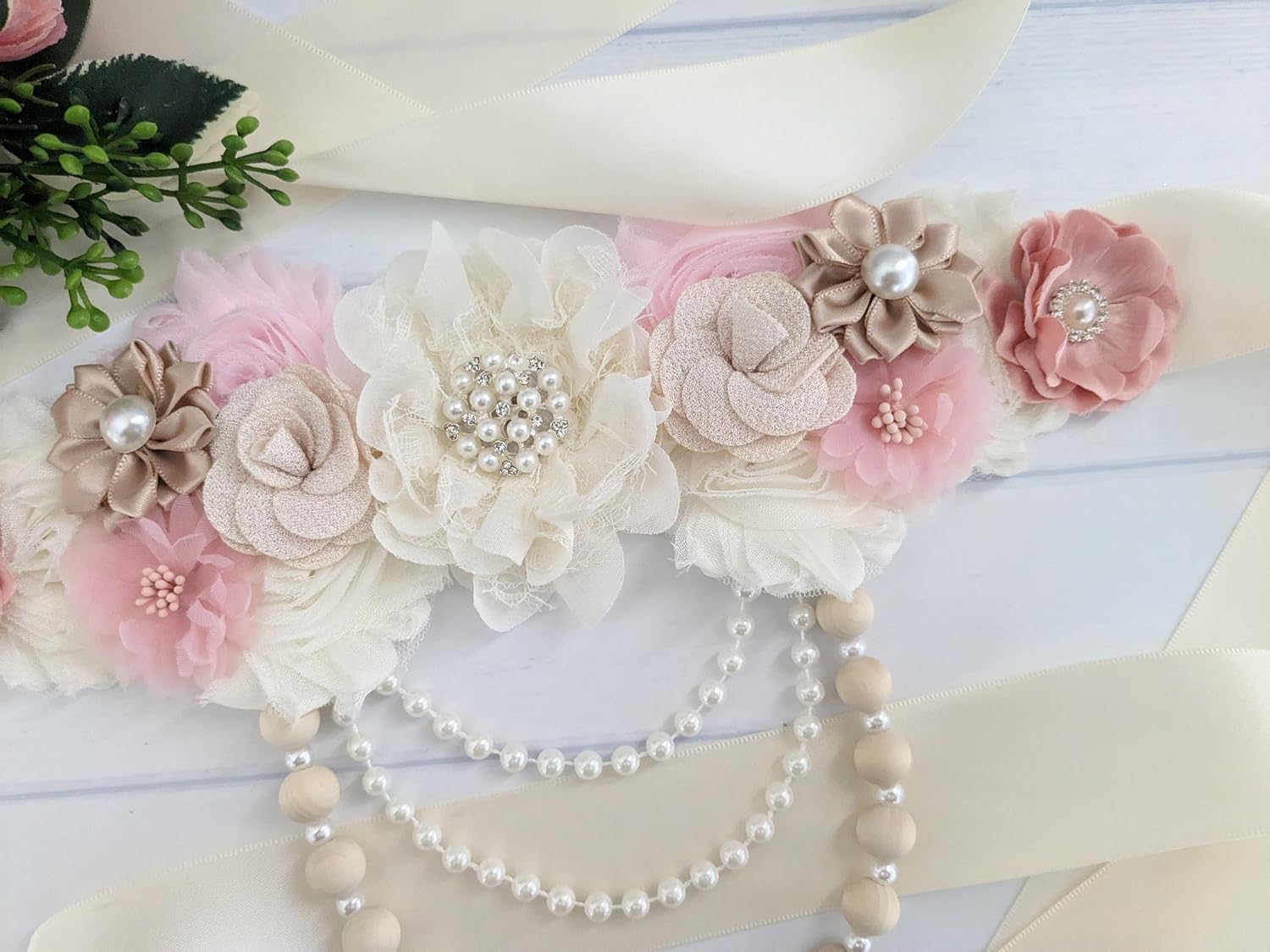 Blush Pink Baby Girl Shower Maternity Sash For Pregnant First Time Mom To Be, Light Pink And Ivory Boho Baby Sprinkle Baby Bump Sash Belt Keepsake Gift, Baby Girl Flower Sash For Mother To Be