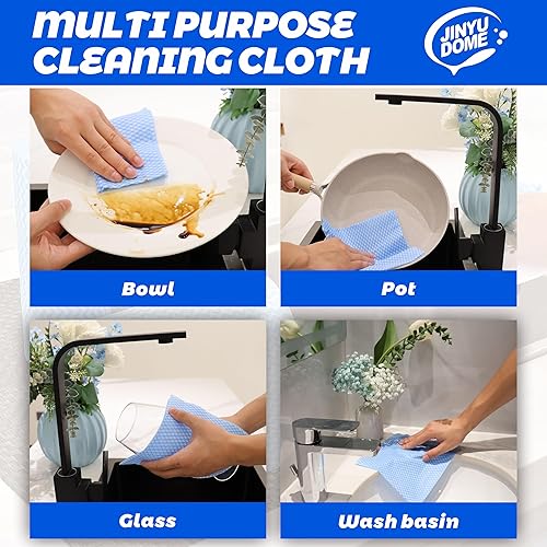 Miniatura 5 de Paños de limpieza desechables de cocina, paños reutilizables para cocina, baño, limpieza del hogar (azul, paquete de 100 unidades)
