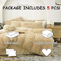 Vista 2 de MorroMorn - Juego de funda de edredón mullido de lujo, de pelo rizado y suave, de 5 piezas, funda de edredón de piel sintética, de felpa