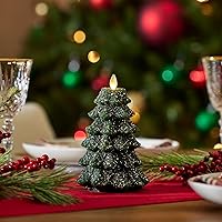 Vista 11 de Luminara - Vela LED sin llama con purpurina plateada brillante, árbol del norte, llama parpadeante en movimiento, pilar (3.3" x 4.3")