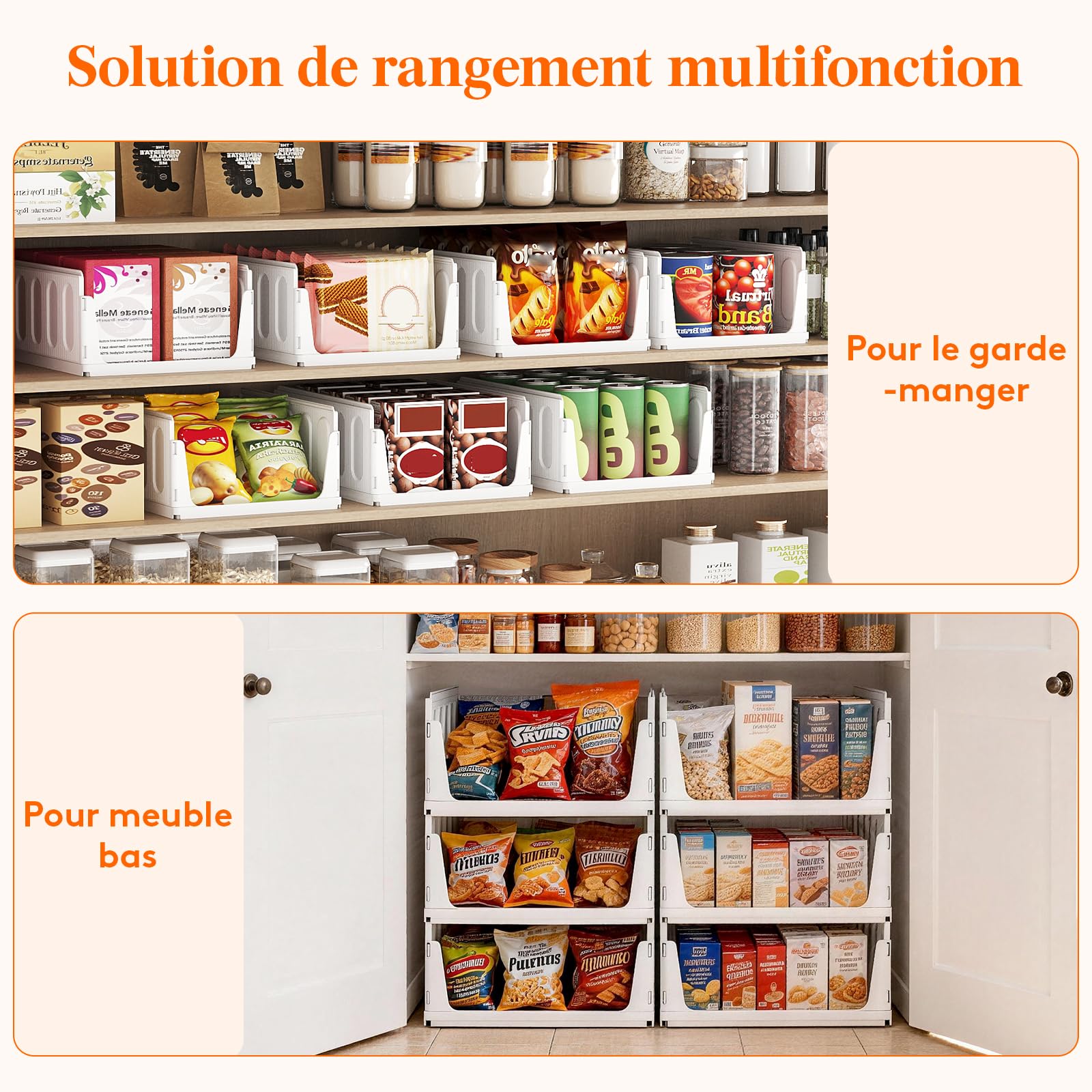 Lifewit Boîtes de Rangement pour Vêtements, Organisateur de Penderies Empilables, Blanc Bacs Individuels en Plastique, Idéal pour Placard de Cuisine, Armoire de Camping et Salle de Bain, 24L, Lot de 8