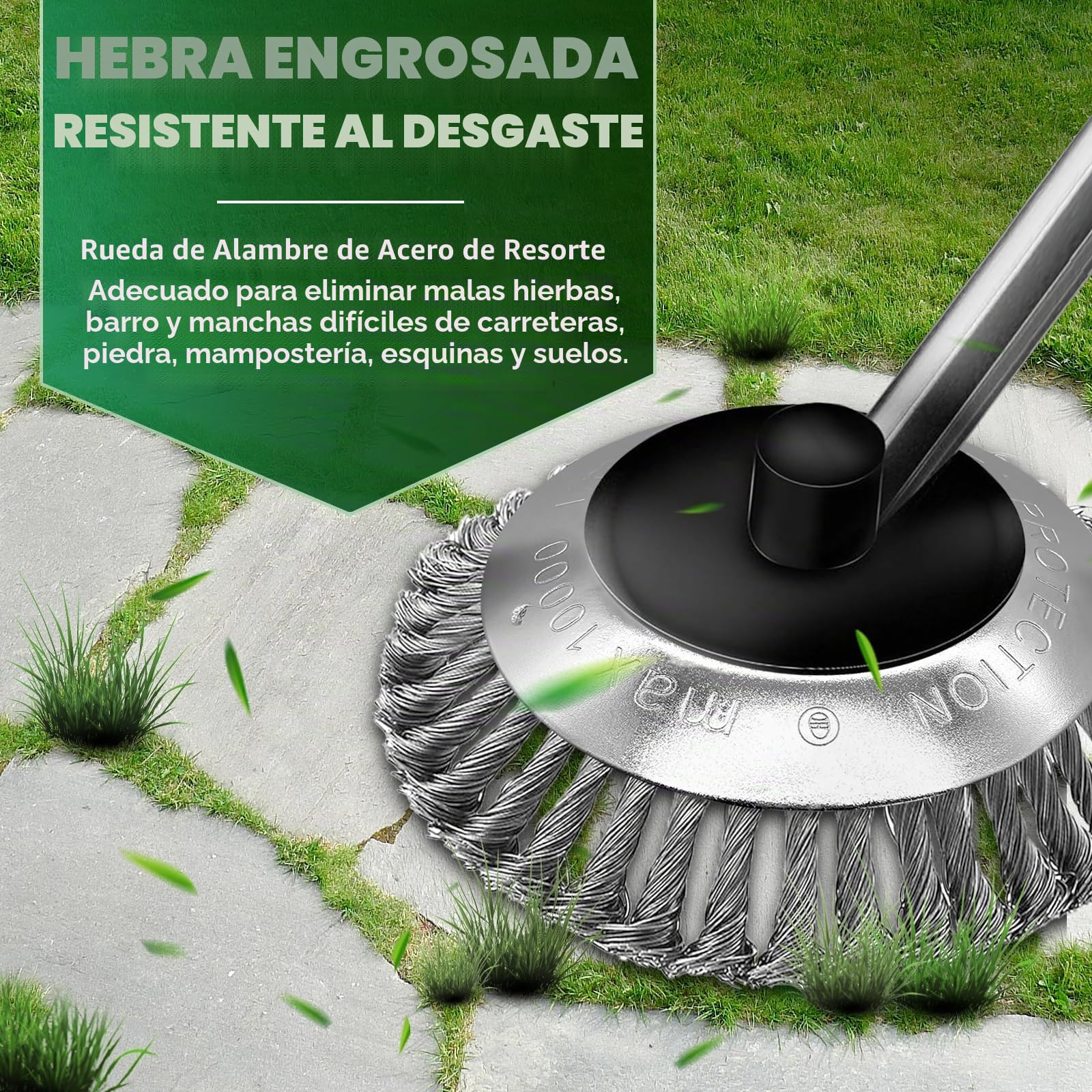Cepillo metálico desbrozadora-cabezal de desbrozadora universal con alambre de acero de alta resistencia, 150 x 25,4 mm, compatibilidad amplia y rendimiento eficaz para jardines y granjas