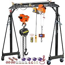 Electrical Gantry Crane 2000 LBS - 8.53 FT Wide,Adjustatable Crane with Electrical Hoist, Garage Crane 1T with Manual Hoist, Trolley, Scale, Sling, Shackle, Hook, Hammerlock Coupling 8.5 FT Width