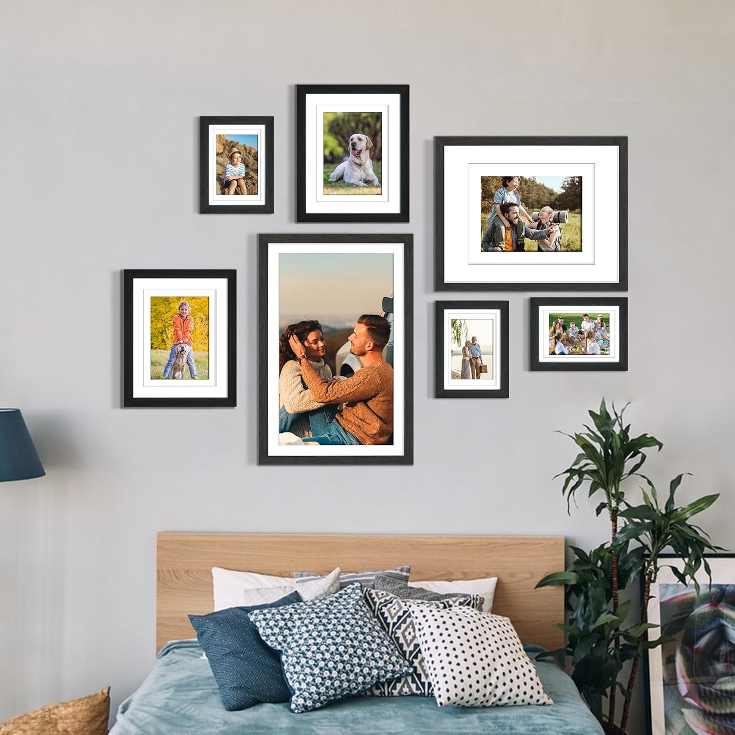 8x10 Set of 4 Solid Wood Picture Frame, Natural Wood Photo Frame with Double mats, Display 5x7 or 6x8 with paper mat, 8 by 10 without mat, Black Picture Frame, Wall mounting or tabletop display - Image 7