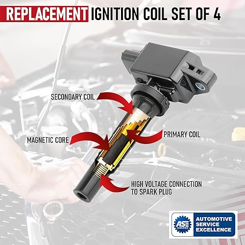 Miniatura 4 de AA Ignition - Juego de 4 bobinas de encendido compatibles con vehículos Mazda L4 2.0L, 2.5L Engine - 2012-2020 - 3, 6, CX-3, CX-5, CX-9, MX-5 Miata