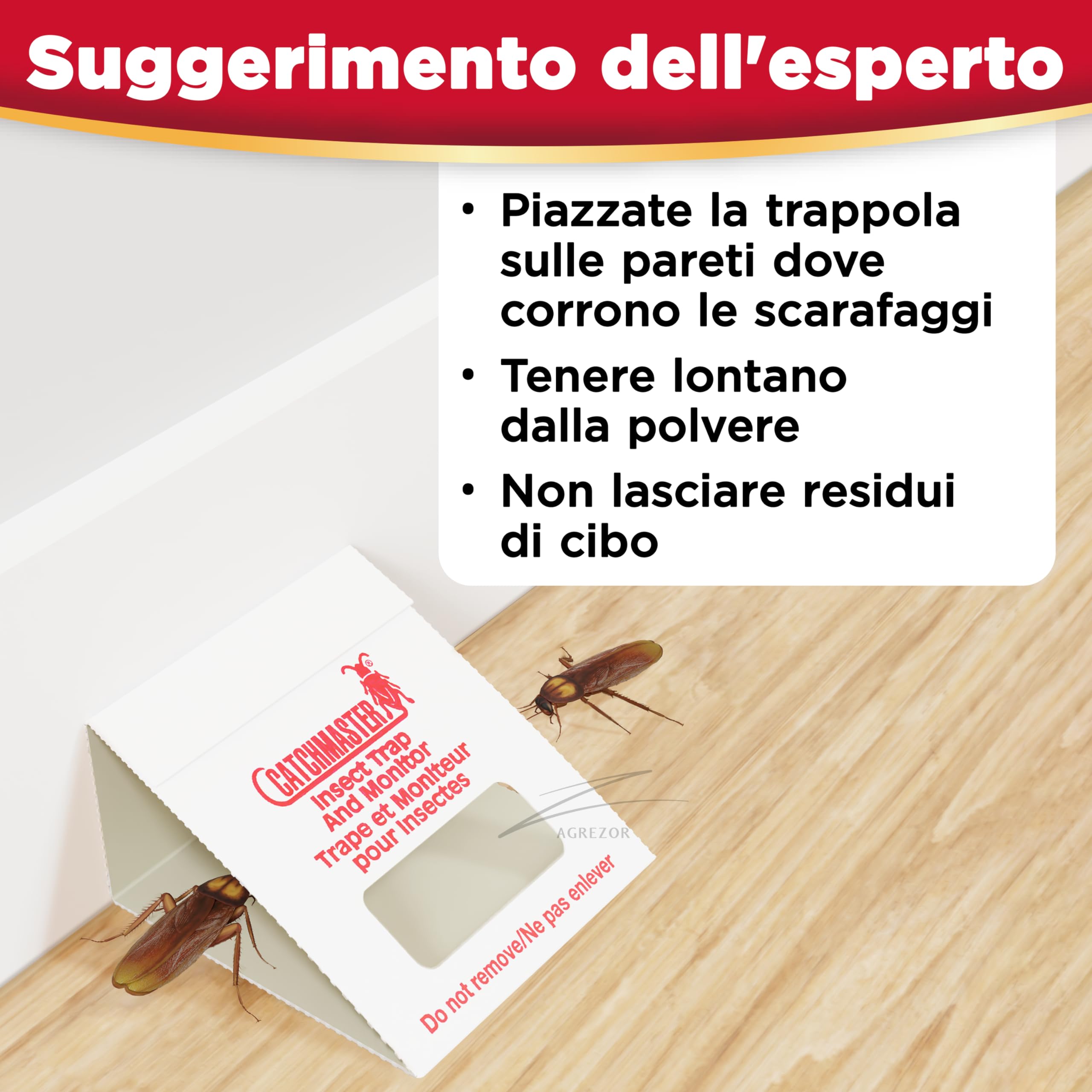 Catchmaster 100i - Trappole per Scarafaggi 30x | Senza Veleno | Disinfestazione con Esche Adesive Integrate | Efficace Contro Blatte Germaniche, Grilli e Ragni