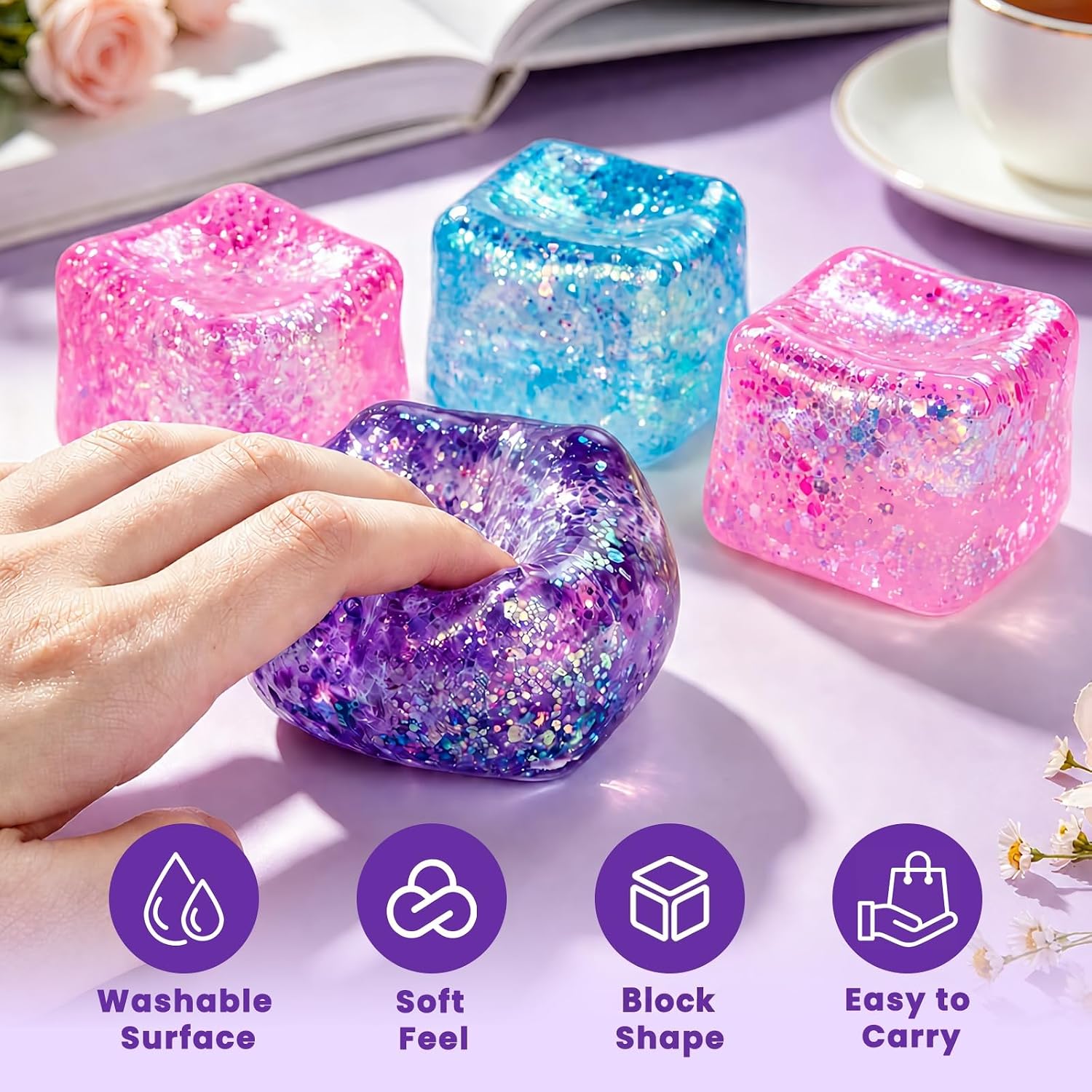 Stress Cube Soft Squishy Toy: Slow Rising Stress Balls for Teens and Adults image 4