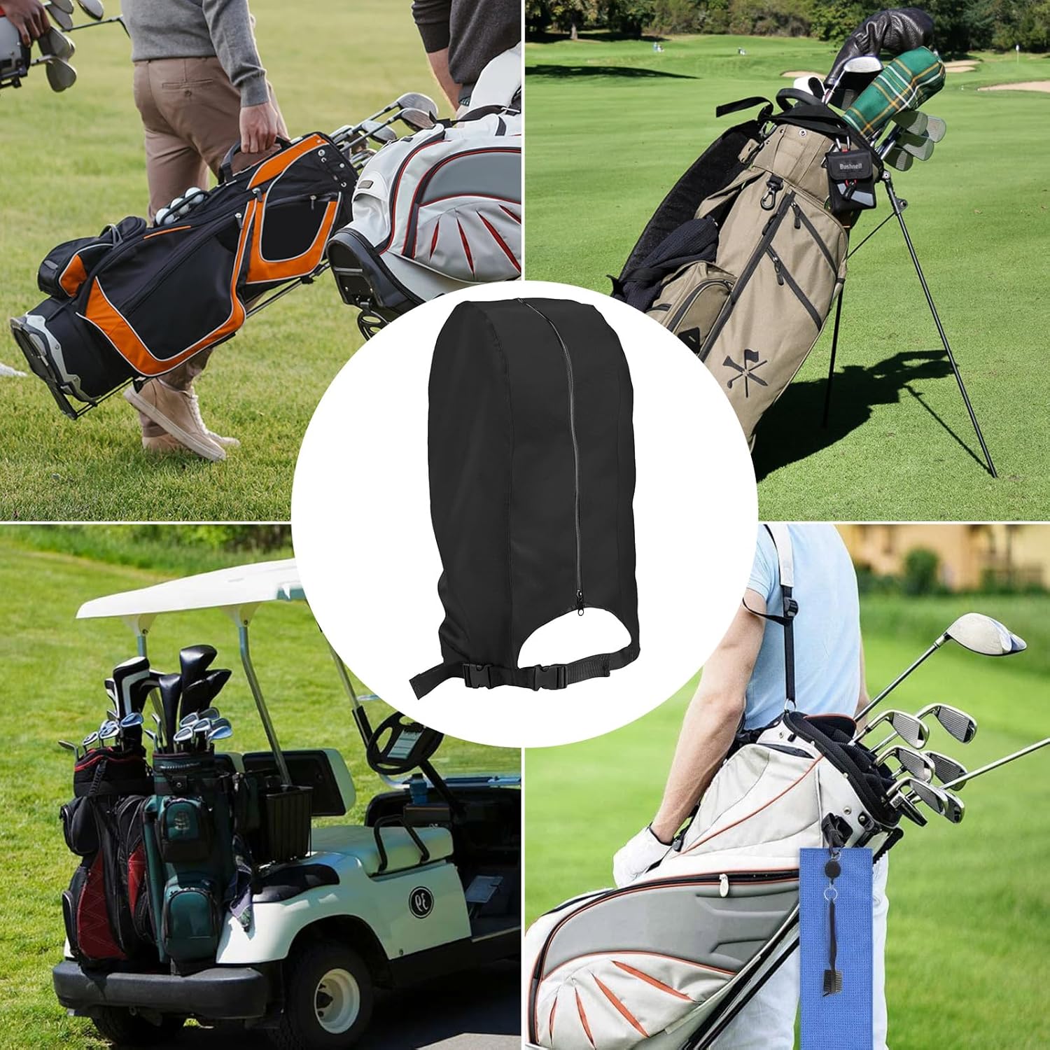 Golf Bag Rain Cover Waterproof Golf Bag Hood Cover Gifts for Any Golfer,Beginner,Men and Women 13" L x 8" W x 20" H Black
