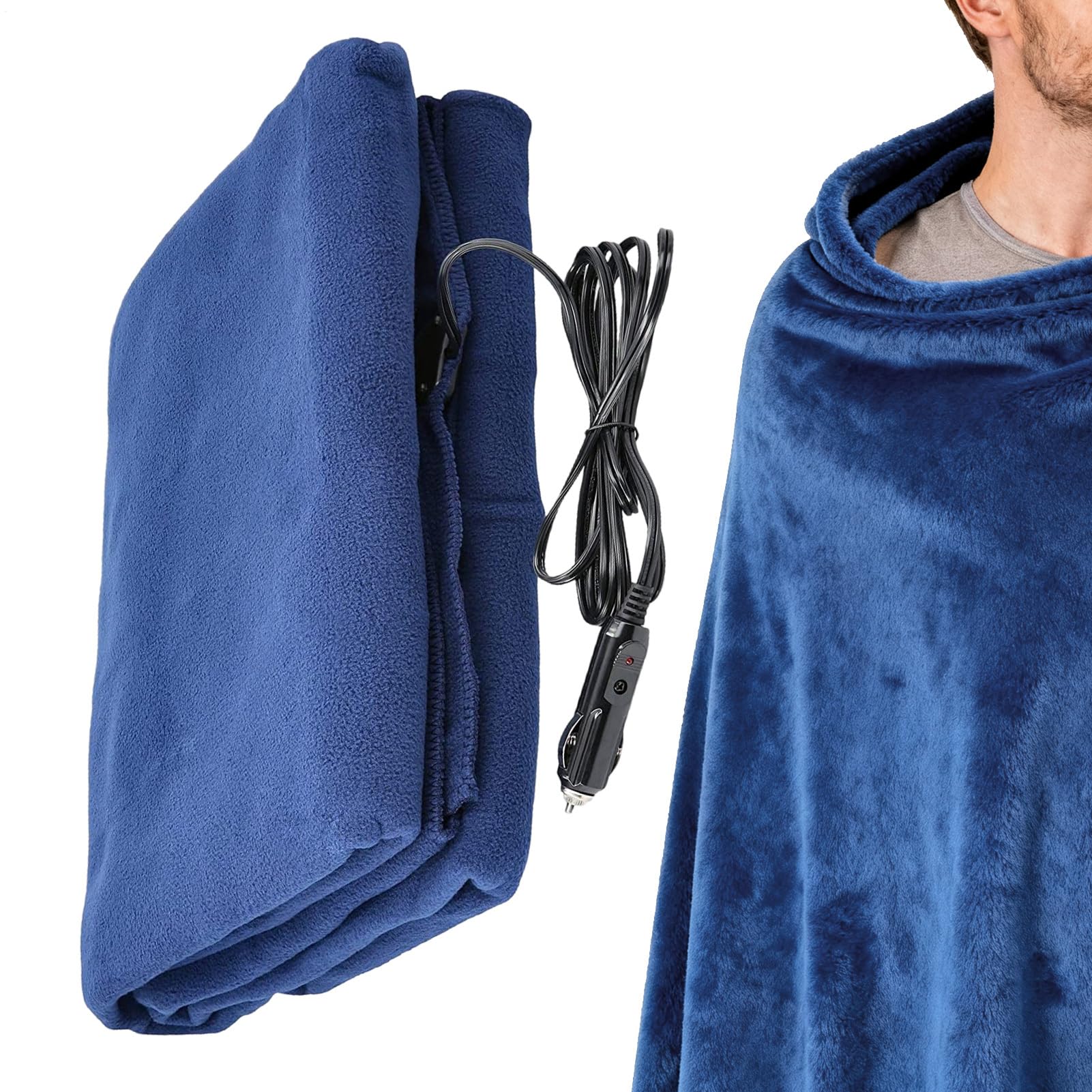 Coperta Elettrica Per Auto 3 Livelli di Spegnimento Automatico per Coperte | 12V Coperta Elettrica Riscaldante per Veicoli Per Campeggio Viaggi Stradali Famiglia Donne Adulti Anziani