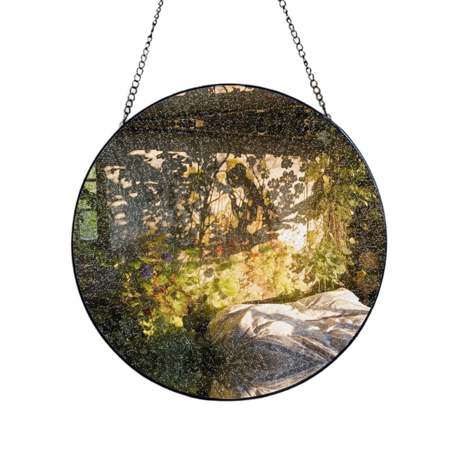 Phayah Deserted Room Print Stained Glass Window Hanging Suncatcher For Door Terrace Garden Home Decor Sun Catcher Birthday Gifts For Lovers Dad Mom 4in（10cm）