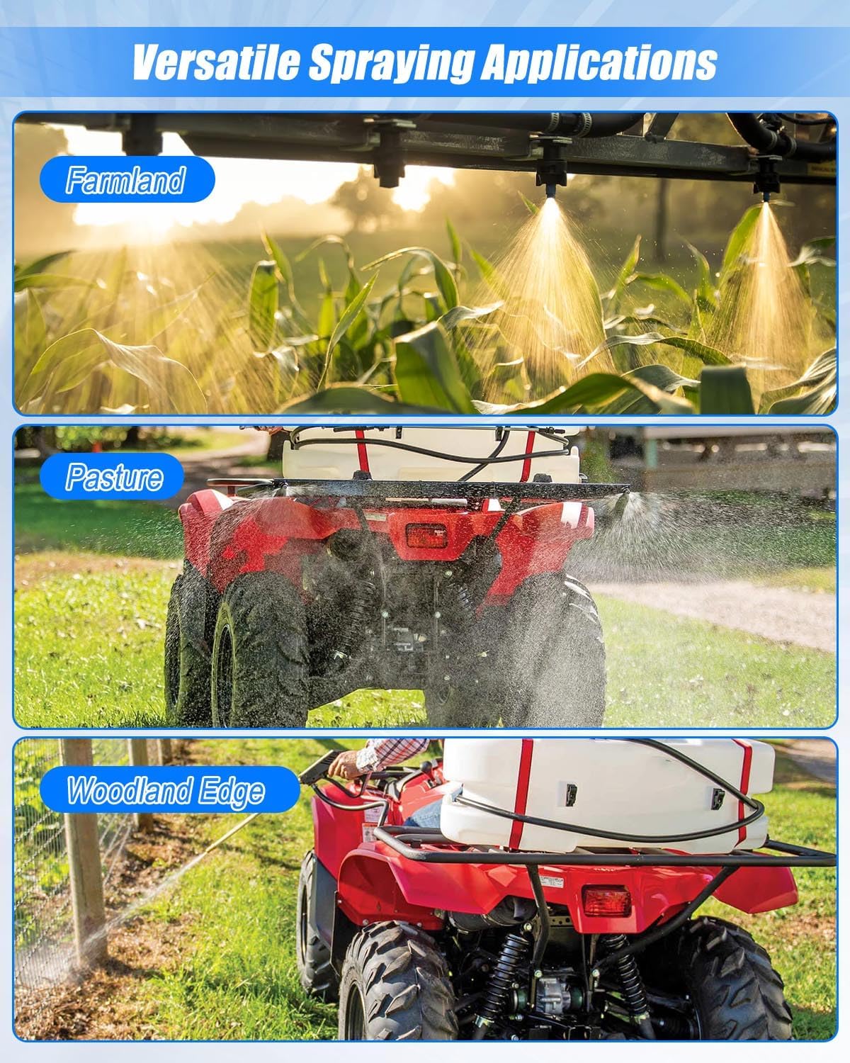 Boomless Spray Nozzle Kit for ATV UTV, Stainless Steel Adjustable Spray Tip, Heavy Duty Spray Nozzle for Farm Pasture Lawn