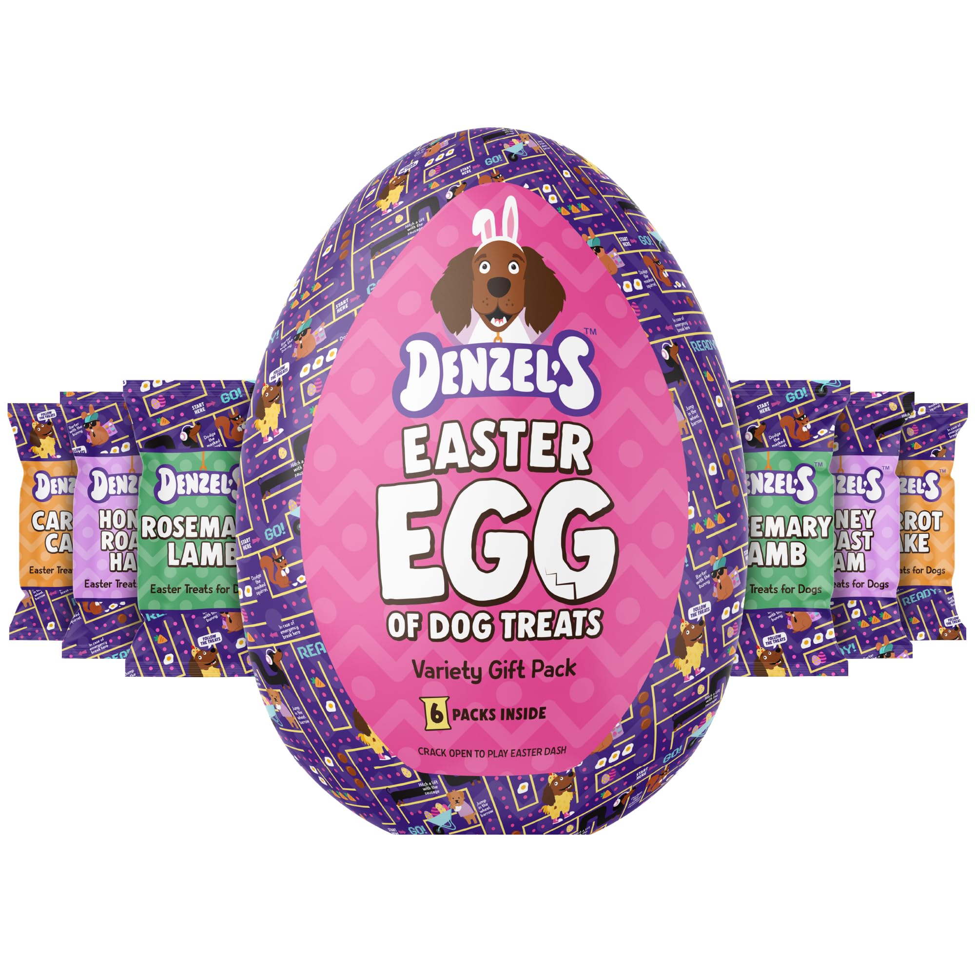 Denzel’s Dog Easter Egg - Limited Edition Gift Tin - Includes 6 Packs of Easter Dog Treats