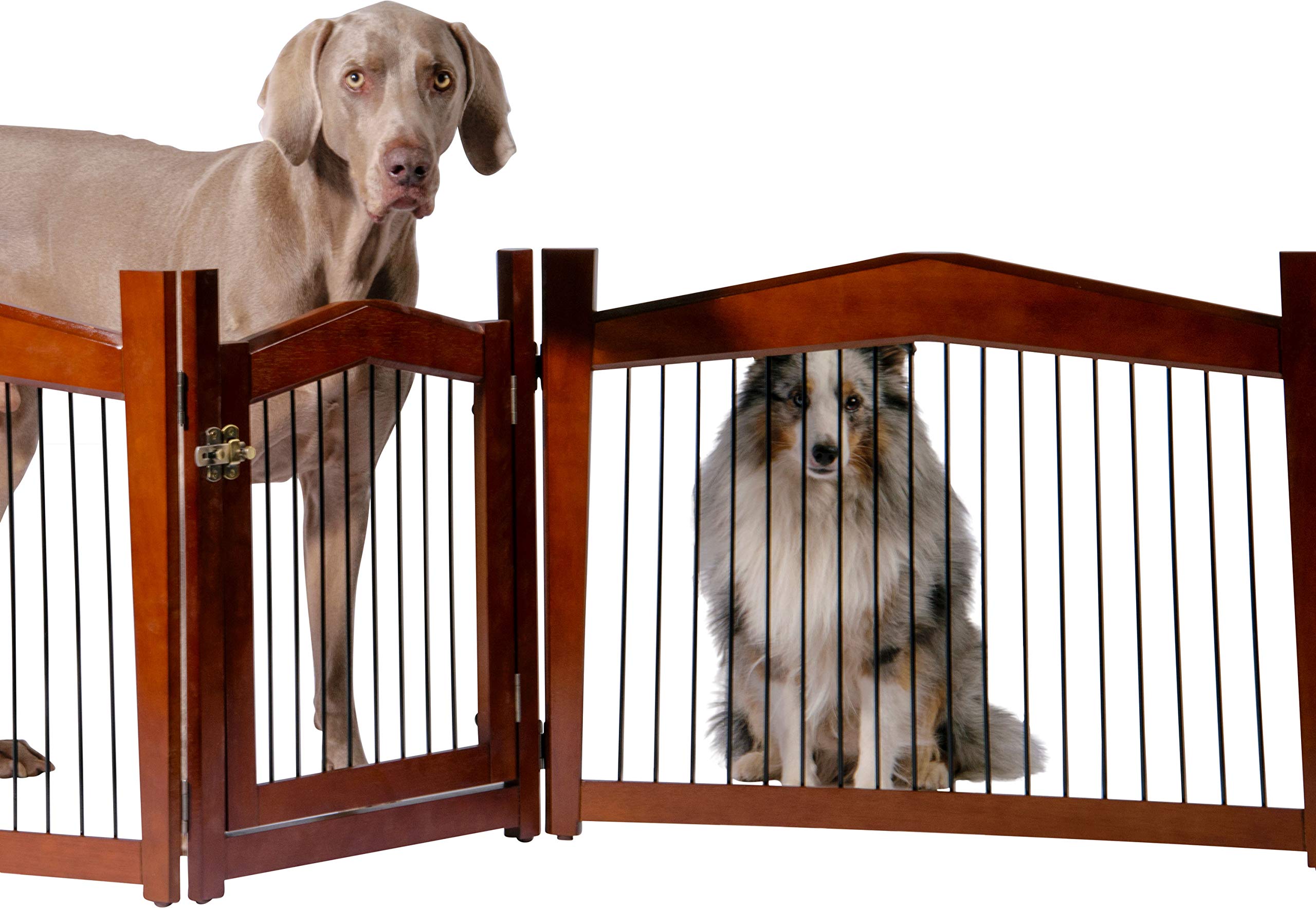 dobar® 35246 Design Hundekäfig und Absperrung Gr. M - Hundebox mit Tischoberfläche - Hundehütte für den Innenbereich - Hundehaus Massivholz - Couchtisch - Absperrgitter - 82 x 57 x 59 cm - Braun