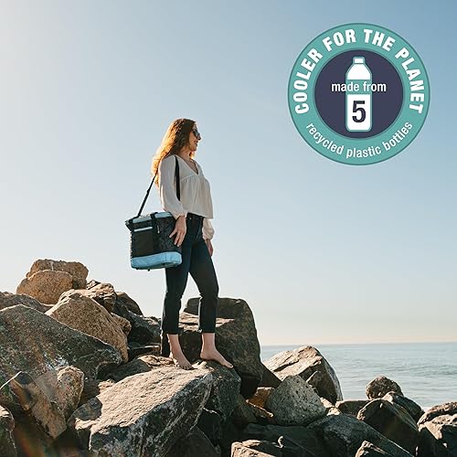 Miniatura 5 de CleverMade Bolsa térmica plegable aislada  Enfriador suave a prueba de fugas para 24 latas para playa, viajes, automóvil  correa para el hombro,