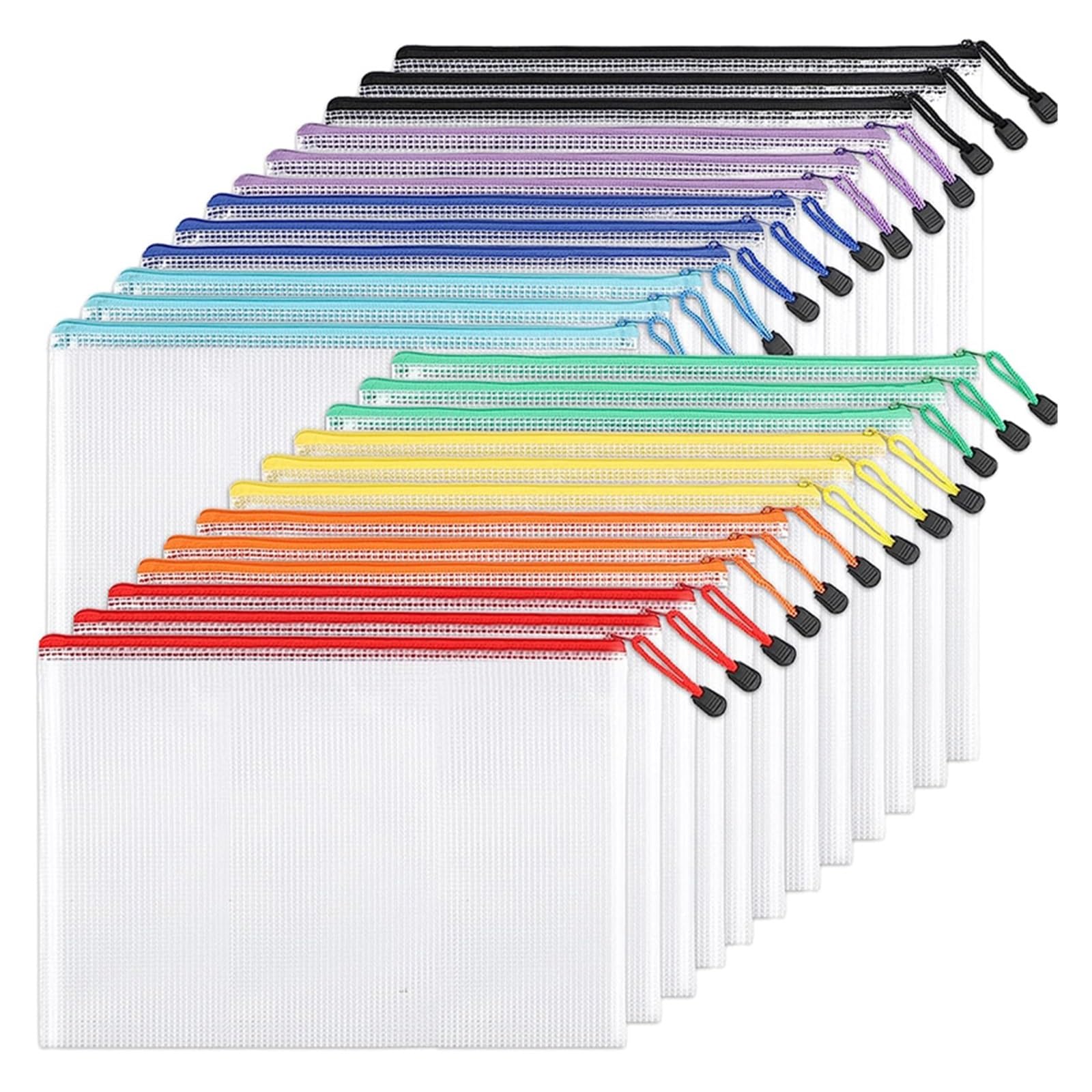 Borse con zip a rete Borsa con cerniera in rete 4 pezzi Cartella portaoggetti for cancelleria Cartella portadocumenti in rete con cerniera A3 A4 A5 A6 Cartelle portadocumenti con cerniera Forniture fo