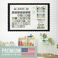 Vista 2 de Hadley Designs Juego de calendario de aula, decoración de tablón de anuncios, calendario escolar verde para decoración de aula, jardín de infantes