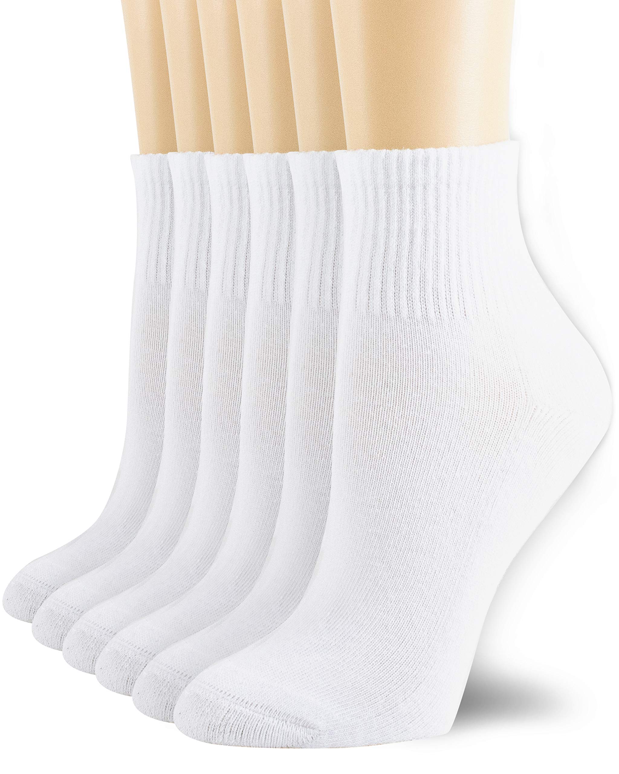 NevEND 6 Pairs Womens Mini Crew Ankle Cotton Athletic Socks with Thick Cushioned 9-11