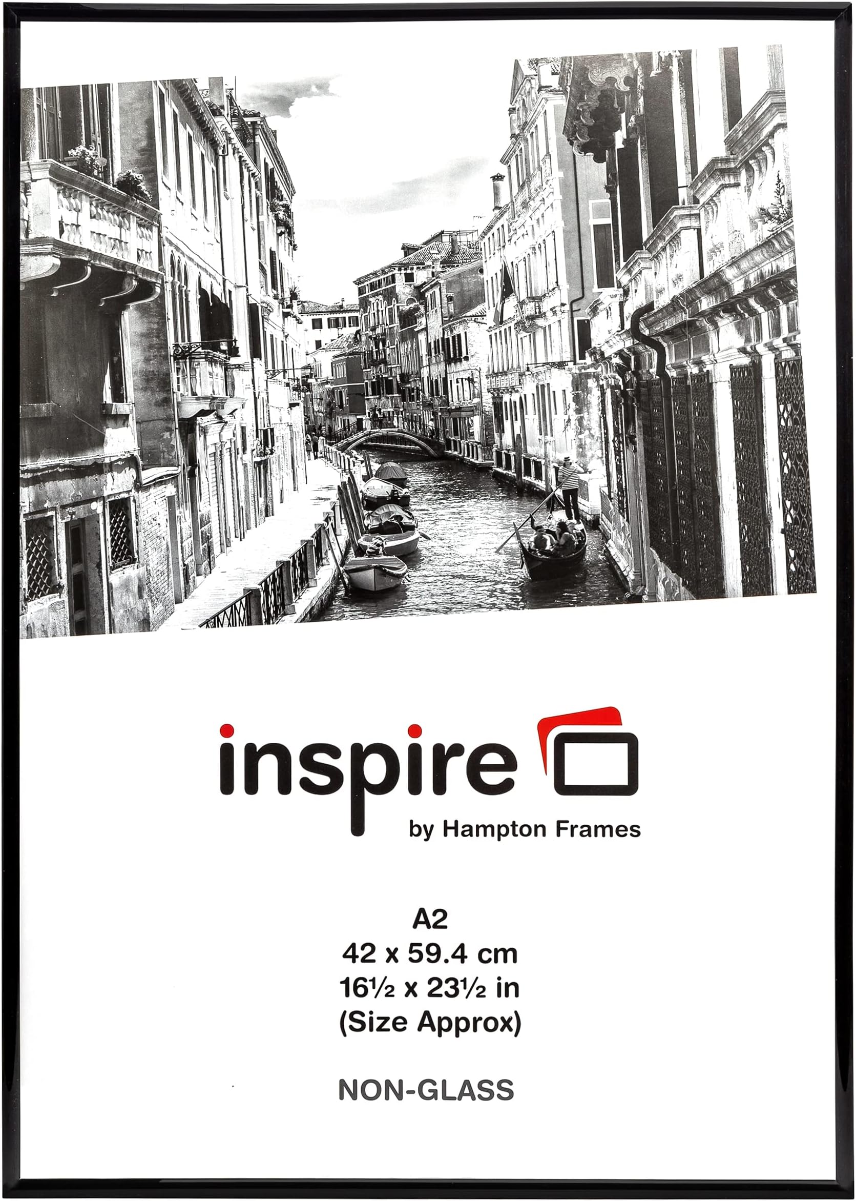 Hampton Frames BACKLOADER Poster Certificate Photo Frame Plexi Black A2 (42x59cm) A2MARBL