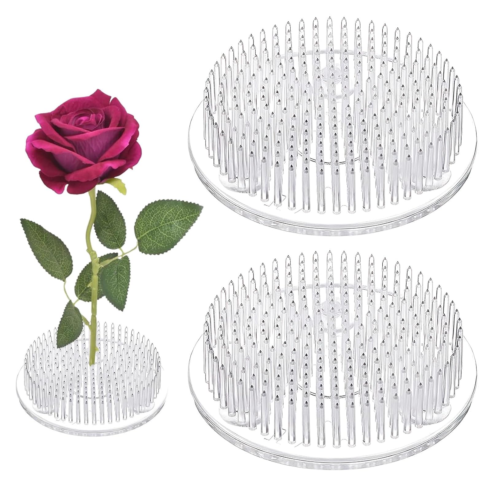 CoolShef 2 Pcs Round Plastic Flower Arrangement Holder with Suction Cup for Flowers Frog Design, Ideal Floral Stem Support for Table-image-42