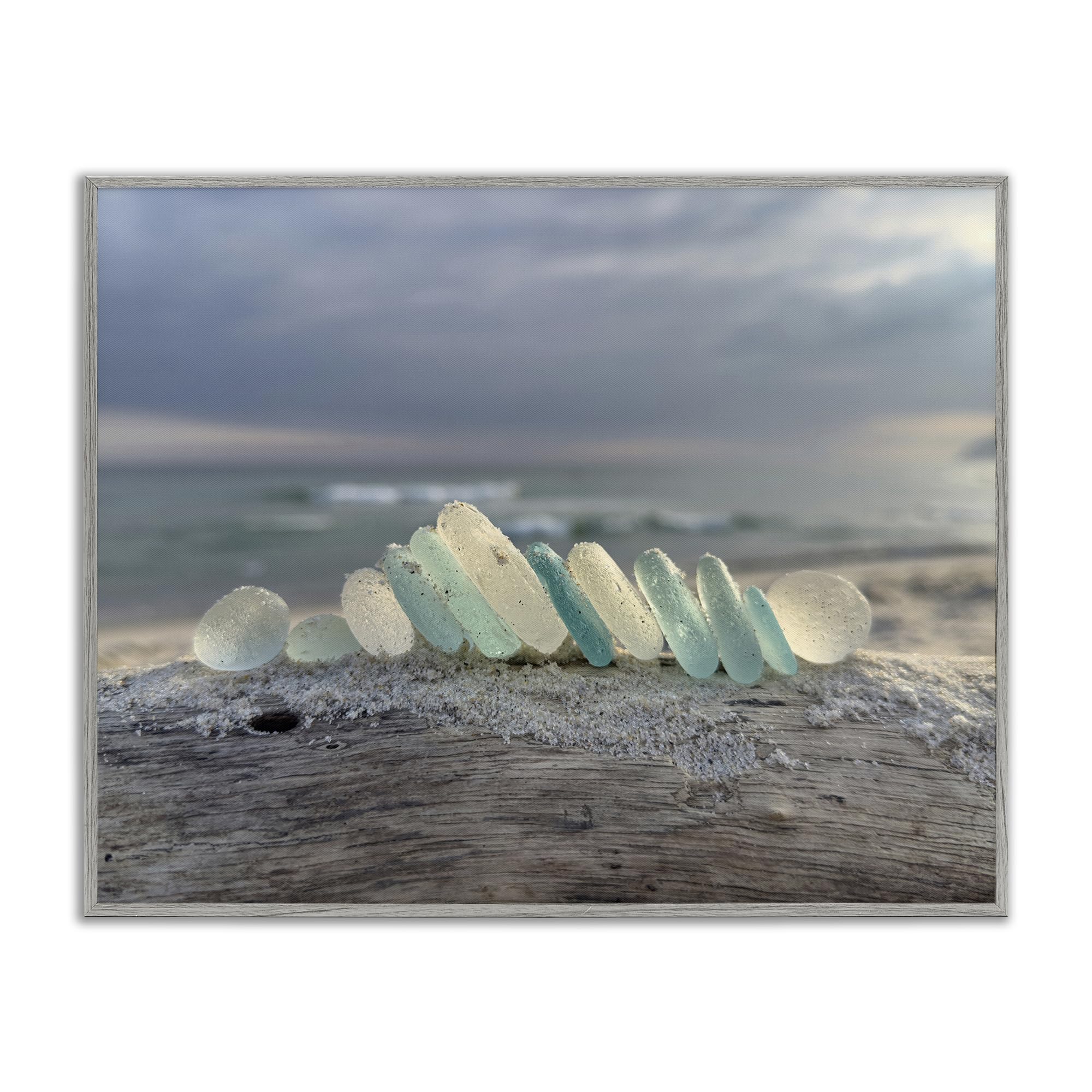 Sea Glass Driftwood Coastal Calm, 16 x 20 Inch Framed Giclée Print