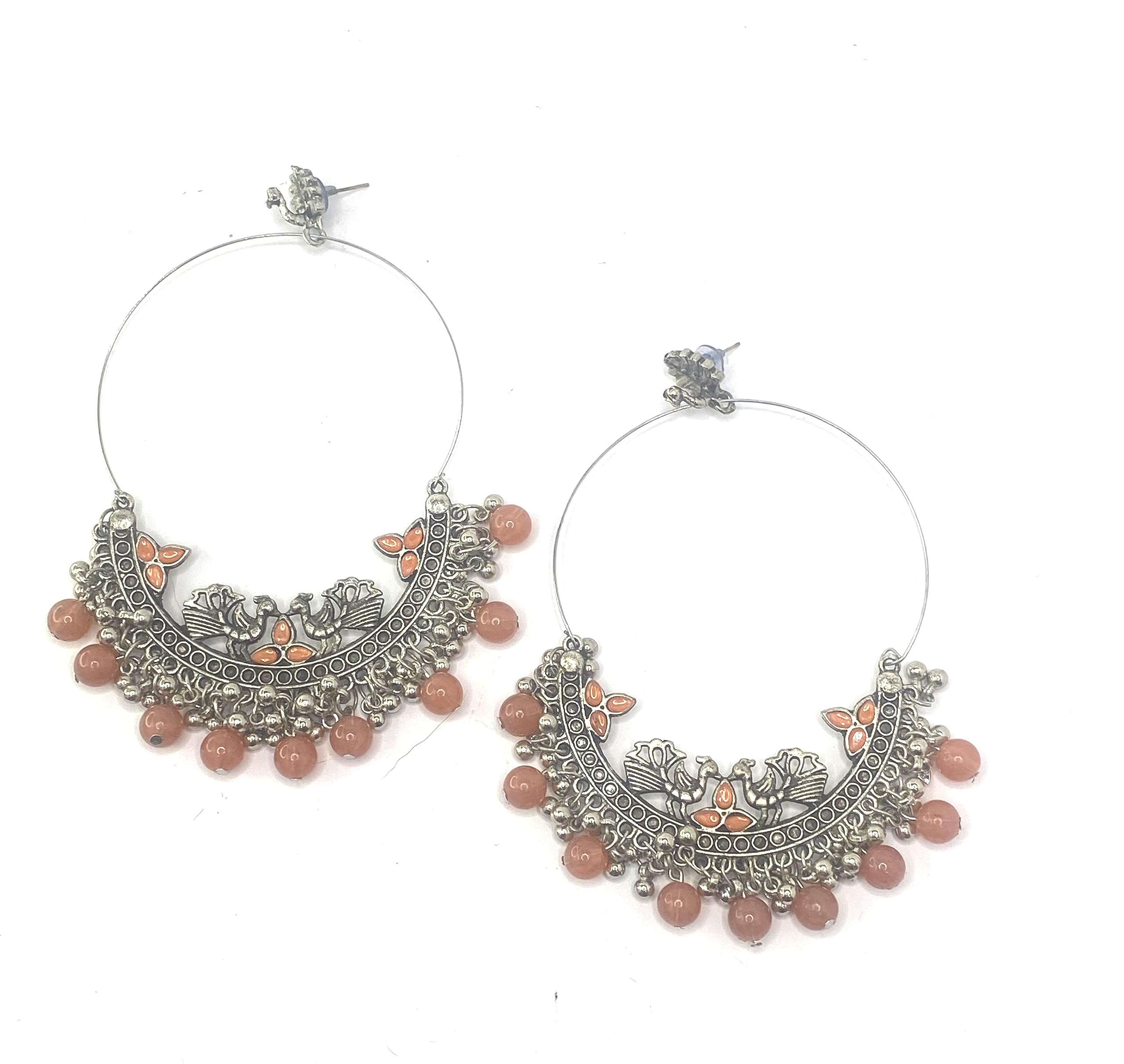 Amoolya Just Like U Oxidised Jewellery Peacock Chandbali With Pearls Finish For Women (Peach) (B0CCYVWJP4) Amazon Price History, Amazon Price Tracker