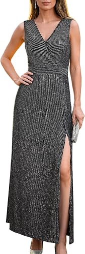 Sleeveless Formal Dresses for Women V Neck Spilt Summer Prom Dresses for Wedding Guest Evening Gowns
