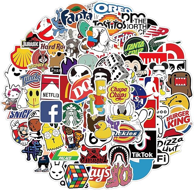 100 Cool Stickers,Brand Aesthetic Sticker Pack Water Bottle Laptop Mobile Phone Bike Skateboard Stickers,Waterproof Vinyl Phone Stickers for Adults,Teens, Children, Girls