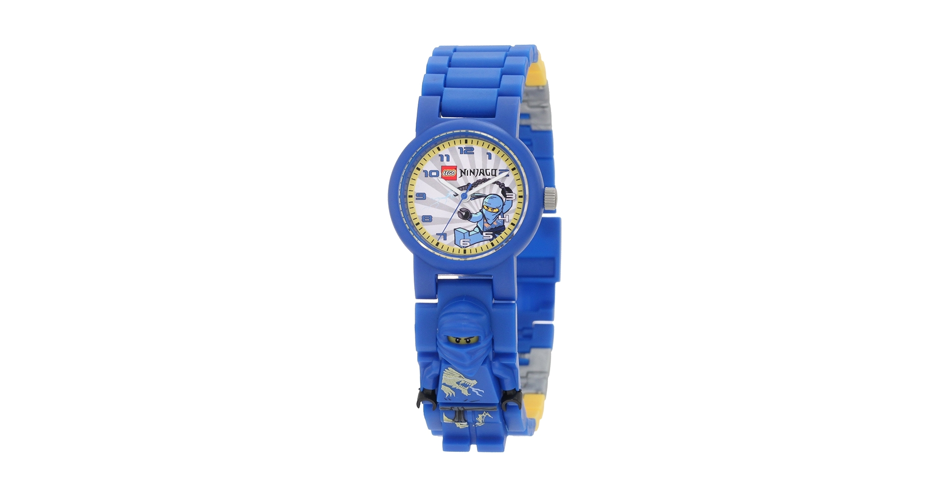 The neme is YAZAWA ［LD］ Lego Kids' 9004278 Ninjago Jay Minifigure Link Watch : Lego