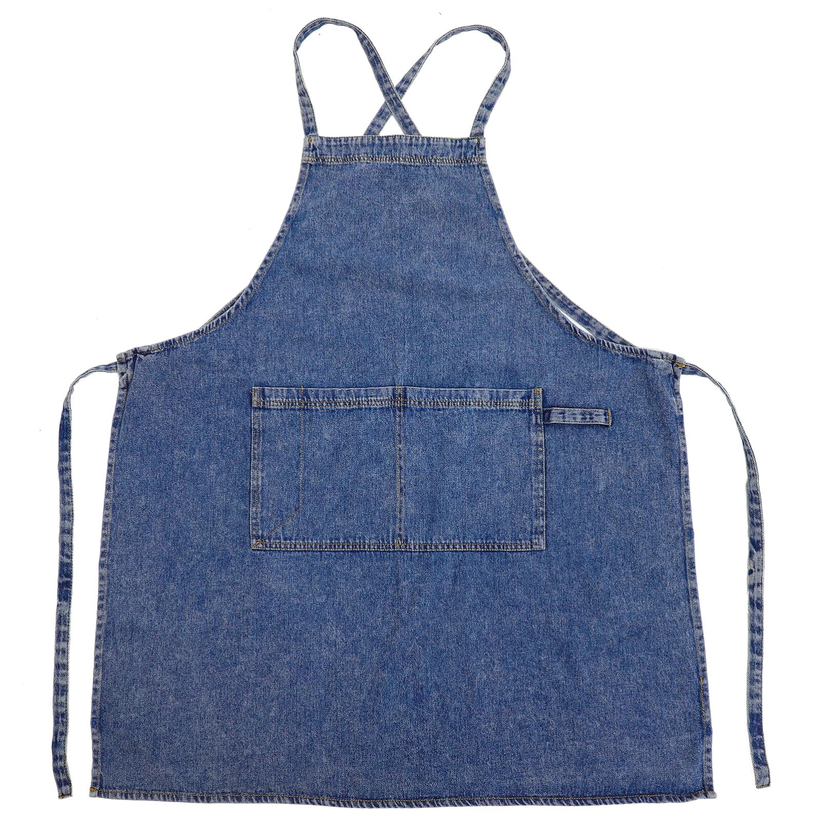 Tablier en Denim Bleu Épais Poche, Réglable, la Cuisine, Barbecue, Atelier
